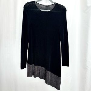 Eileen Fisher black asymmetrical tunic blouse